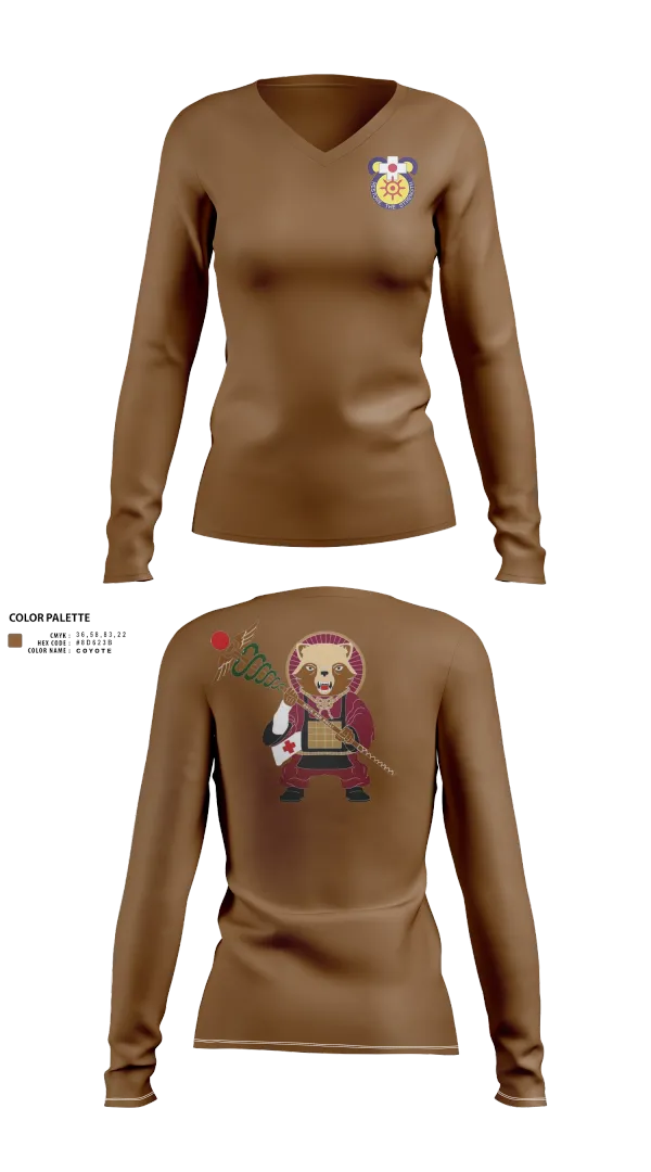 Womens Long Sleeve Vneck Shirt, MEDDAC-Japan, , Teamtime, Team time, sublimation, custom sports apparel, team uniforms, spirit wear, spiritwear, sports uniforms, custom shirts, team store, custom team store, fundraiser sports, apparel fundraiser