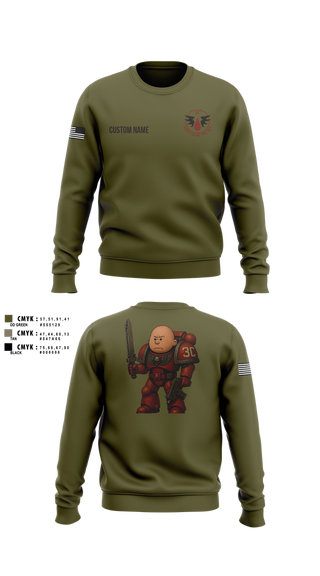 Crew Neck Sweatshirt, CCo, 1-508PIR (OG), Army, Teamtime, Team time, sublimation, custom sports apparel, team uniforms, spirit wear, spiritwear, sports uniforms, custom shirts, team store, custom team store, fundraiser sports, apparel fundraiser
