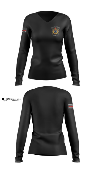 Womens Long Sleeve Vneck Shirt, Wind River USWFS, Fire Department, Teamtime, Team time, sublimation, custom sports apparel, team uniforms, spirit wear, spiritwear, sports uniforms, custom shirts, team store, custom team store, fundraiser sports, apparel fundraiser