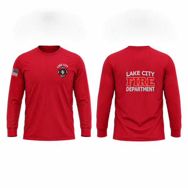 Long Sleeve Performance Shirt, Lake City Fire Department, Fire Department, Teamtime, Team time, sublimation, custom sports apparel, team uniforms, spirit wear, spiritwear, sports uniforms, custom shirts, team store, custom team store, fundraiser sports, apparel fundraiser