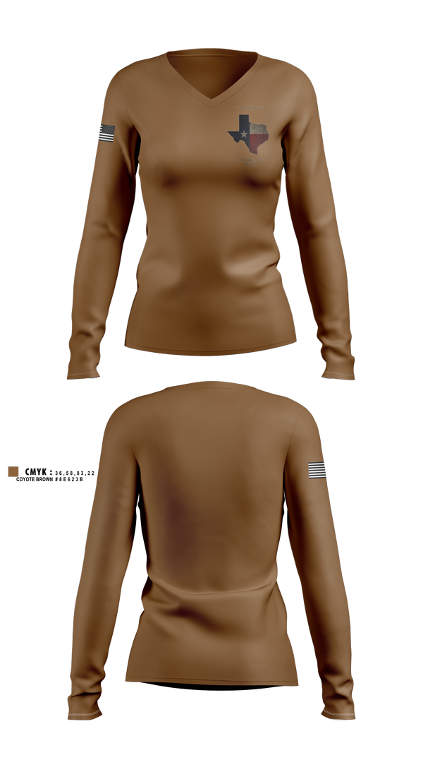 Womens Long Sleeve Vneck Shirt, 961st ECC, Army, Teamtime, Team time, sublimation, custom sports apparel, team uniforms, spirit wear, spiritwear, sports uniforms, custom shirts, team store, custom team store, fundraiser sports, apparel fundraiser