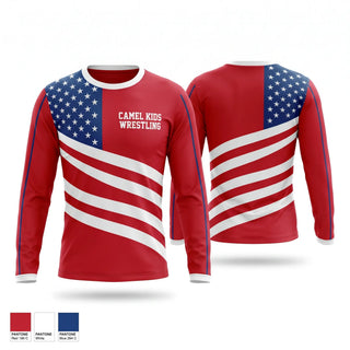Long Sleeve Performance Shirt, Camel Kids Wrestling, Wrestling, Teamtime, Team time, sublimation, custom sports apparel, team uniforms, spirit wear, spiritwear, sports uniforms, custom shirts, team store, custom team store, fundraiser sports, apparel fundraiser