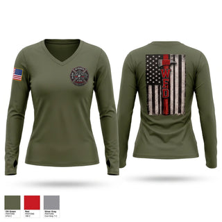 Womens Long Sleeve Vneck Shirt, Winner Fire Department, Fire Department, Teamtime, Team time, sublimation, custom sports apparel, team uniforms, spirit wear, spiritwear, sports uniforms, custom shirts, team store, custom team store, fundraiser sports, apparel fundraiser