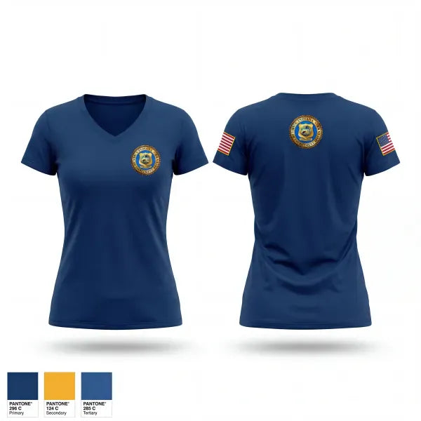 Womens Short Sleeve Vneck Shirt, Olive Branch Police Department, Police, Teamtime, Team time, sublimation, custom sports apparel, team uniforms, spirit wear, spiritwear, sports uniforms, custom shirts, team store, custom team store, fundraiser sports, apparel fundraiser