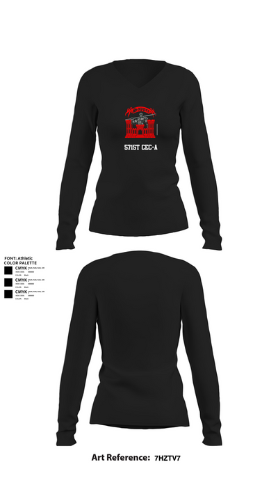 571st CEC-A 52010790 Women's Long Sleeve V-neck Shirt - 22