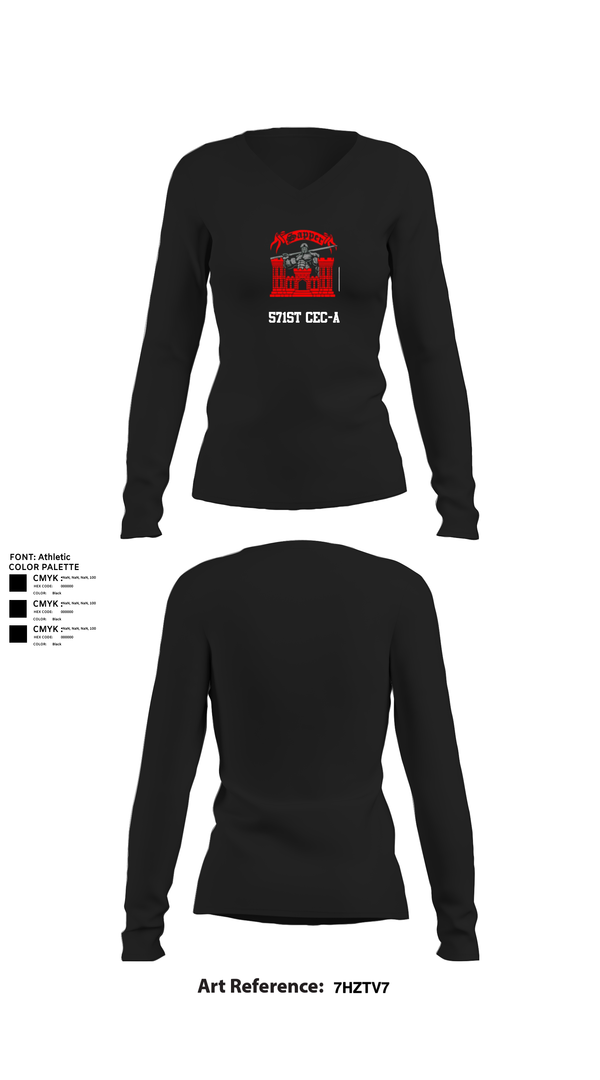Womens Long Sleeve Vneck Shirt, 571st CEC-A, , Teamtime, Team time, sublimation, custom sports apparel, team uniforms, spirit wear, spiritwear, sports uniforms, custom shirts, team store, custom team store, fundraiser sports, apparel fundraiser