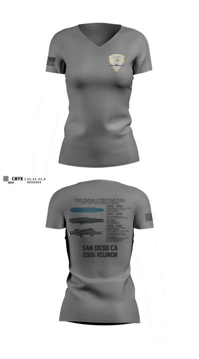 Midway Veterans' Association 36317900 Women's Short Sleeve V-neck Shirt - 2
