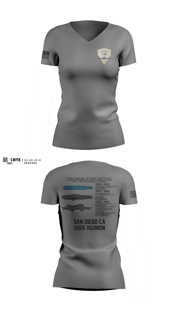 Womens Short Sleeve Vneck Shirt, Midway Veterans' Association, , Teamtime, Team time, sublimation, custom sports apparel, team uniforms, spirit wear, spiritwear, sports uniforms, custom shirts, team store, custom team store, fundraiser sports, apparel fundraiser