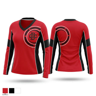 Womens Long Sleeve Vneck Shirt, Riverhawks, Baseball, Teamtime, Team time, sublimation, custom sports apparel, team uniforms, spirit wear, spiritwear, sports uniforms, custom shirts, team store, custom team store, fundraiser sports, apparel fundraiser