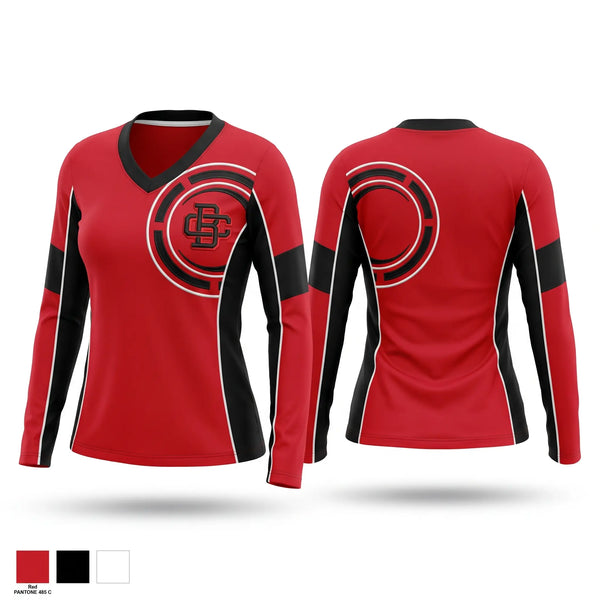 Womens Long Sleeve Vneck Shirt, Riverhawks, Baseball, Teamtime, Team time, sublimation, custom sports apparel, team uniforms, spirit wear, spiritwear, sports uniforms, custom shirts, team store, custom team store, fundraiser sports, apparel fundraiser