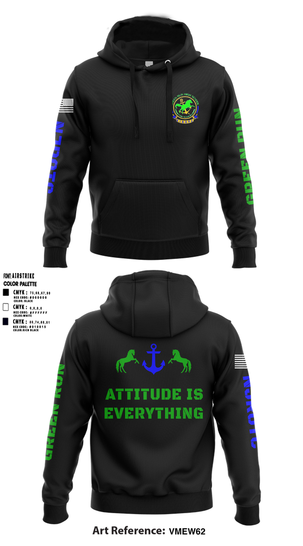 Hoodie, Green Run High School NJROTC, Navy, Teamtime, Team time, sublimation, custom sports apparel, team uniforms, spirit wear, spiritwear, sports uniforms, custom shirts, team store, custom team store, fundraiser sports, apparel fundraiser