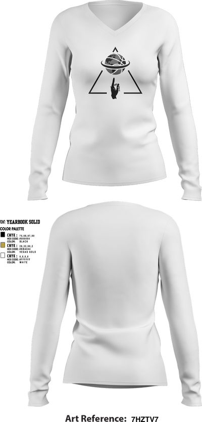 Ball Placement Women's Long Sleeve V-neck Shirt - 3