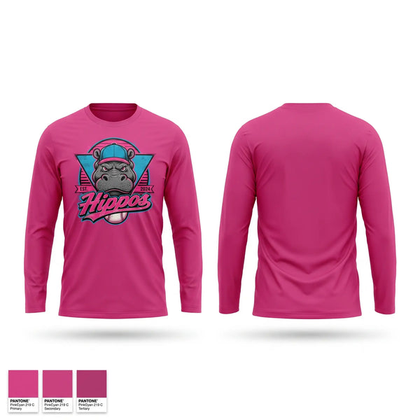 Long Sleeve Performance Shirt, Hippos, Baseball, Teamtime, Team time, sublimation, custom sports apparel, team uniforms, spirit wear, spiritwear, sports uniforms, custom shirts, team store, custom team store, fundraiser sports, apparel fundraiser