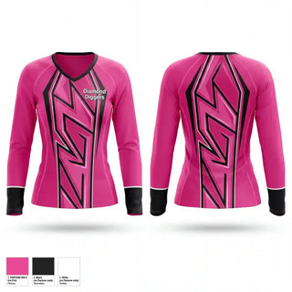Womens Long Sleeve Vneck Shirt, Diamond Diggers, Women's Volleyball, Teamtime, Team time, sublimation, custom sports apparel, team uniforms, spirit wear, spiritwear, sports uniforms, custom shirts, team store, custom team store, fundraiser sports, apparel fundraiser