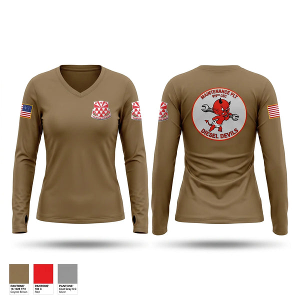 Womens Long Sleeve Vneck Shirt, 919TH CEC, Army, Teamtime, Team time, sublimation, custom sports apparel, team uniforms, spirit wear, spiritwear, sports uniforms, custom shirts, team store, custom team store, fundraiser sports, apparel fundraiser