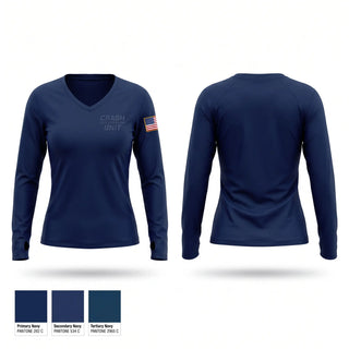 Womens Long Sleeve Vneck Shirt, Crash Investigation Unit, Police, Teamtime, Team time, sublimation, custom sports apparel, team uniforms, spirit wear, spiritwear, sports uniforms, custom shirts, team store, custom team store, fundraiser sports, apparel fundraiser