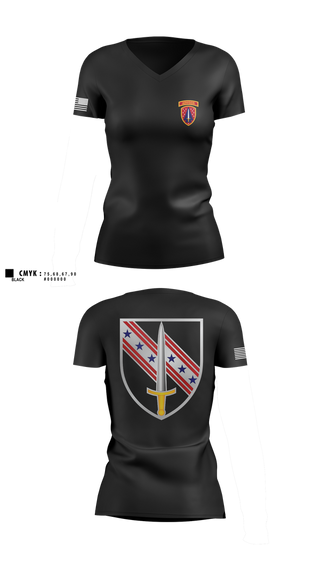 Womens Short Sleeve Vneck Shirt, 6/54th SFAB, National Guard, Teamtime, Team time, sublimation, custom sports apparel, team uniforms, spirit wear, spiritwear, sports uniforms, custom shirts, team store, custom team store, fundraiser sports, apparel fundraiser