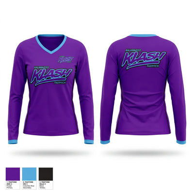 Kalamazoo Klash Women's Long Sleeve V-neck Shirt - 1