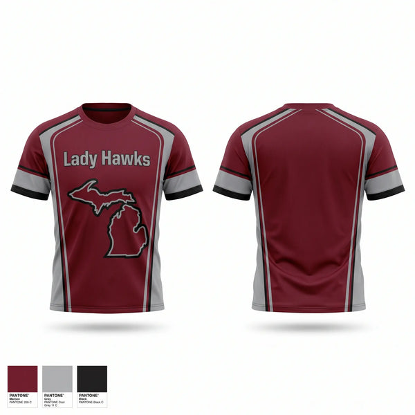 Short Sleeve Performance Shirt, Lady Hawks, Softball, Teamtime, Team time, sublimation, custom sports apparel, team uniforms, spirit wear, spiritwear, sports uniforms, custom shirts, team store, custom team store, fundraiser sports, apparel fundraiser
