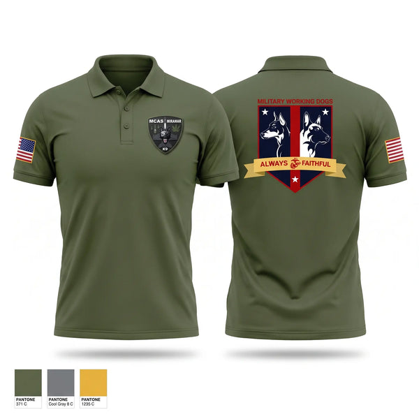 Short Sleeve Performance Polo, MCAS Miramar Military Working Dog Section, Marines, Teamtime, Team time, sublimation, custom sports apparel, team uniforms, spirit wear, spiritwear, sports uniforms, custom shirts, team store, custom team store, fundraiser sports, apparel fundraiser