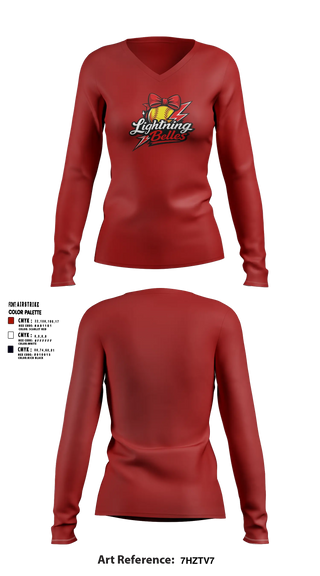 Womens Long Sleeve Vneck Shirt, Bluegrass Lightning Belles, Softball, Teamtime, Team time, sublimation, custom sports apparel, team uniforms, spirit wear, spiritwear, sports uniforms, custom shirts, team store, custom team store, fundraiser sports, apparel fundraiser
