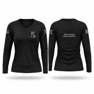 Womens Long Sleeve Vneck Shirt, Troy Police Special Operations, Police, Teamtime, Team time, sublimation, custom sports apparel, team uniforms, spirit wear, spiritwear, sports uniforms, custom shirts, team store, custom team store, fundraiser sports, apparel fundraiser