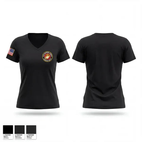 Womens Short Sleeve Vneck Shirt, SHS MCJROTC, Marines, Teamtime, Team time, sublimation, custom sports apparel, team uniforms, spirit wear, spiritwear, sports uniforms, custom shirts, team store, custom team store, fundraiser sports, apparel fundraiser