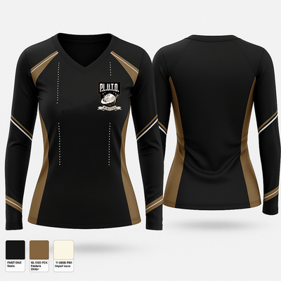 P.L.U.T.O. 54797474 Women's Long Sleeve V-neck Shirt - 2