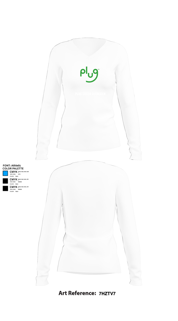 Womens Long Sleeve Vneck Shirt, Plug Green Hydrogen, , Teamtime, Team time, sublimation, custom sports apparel, team uniforms, spirit wear, spiritwear, sports uniforms, custom shirts, team store, custom team store, fundraiser sports, apparel fundraiser