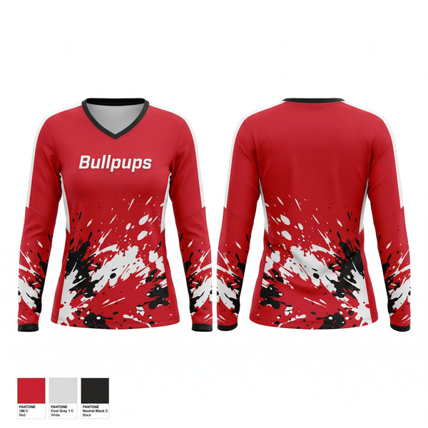 Womens Long Sleeve Vneck Shirt, Bullpups, , Teamtime, Team time, sublimation, custom sports apparel, team uniforms, spirit wear, spiritwear, sports uniforms, custom shirts, team store, custom team store, fundraiser sports, apparel fundraiser