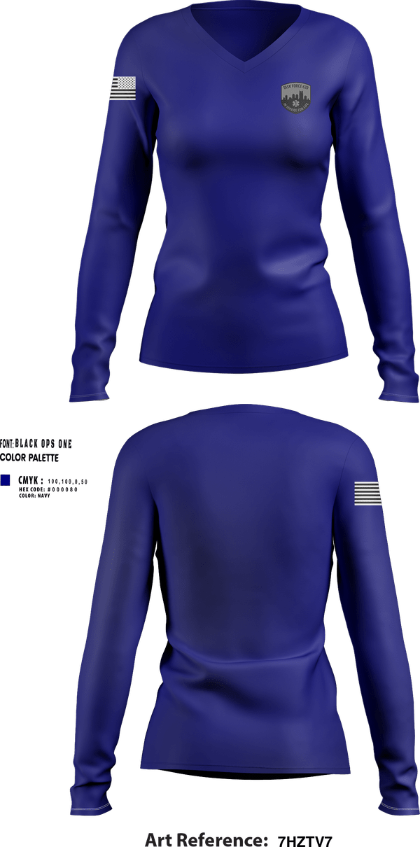 Womens Long Sleeve Vneck Shirt, TASKFORCE639, , Teamtime, Team time, sublimation, custom sports apparel, team uniforms, spirit wear, spiritwear, sports uniforms, custom shirts, team store, custom team store, fundraiser sports, apparel fundraiser