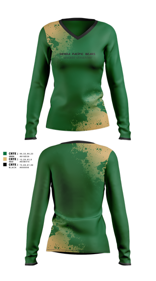 Womens Long Sleeve Vneck Shirt, Sierra Pacífic Bears, Cross Country, Teamtime, Team time, sublimation, custom sports apparel, team uniforms, spirit wear, spiritwear, sports uniforms, custom shirts, team store, custom team store, fundraiser sports, apparel fundraiser