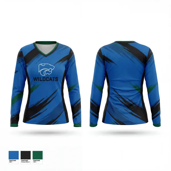 Womens Long Sleeve Vneck Shirt, Wildcats, Men's Basketball, Teamtime, Team time, sublimation, custom sports apparel, team uniforms, spirit wear, spiritwear, sports uniforms, custom shirts, team store, custom team store, fundraiser sports, apparel fundraiser