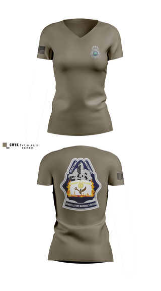 Womens Short Sleeve Vneck Shirt, Asheville Fire Marshal’s Office, Fire Department, Teamtime, Team time, sublimation, custom sports apparel, team uniforms, spirit wear, spiritwear, sports uniforms, custom shirts, team store, custom team store, fundraiser sports, apparel fundraiser