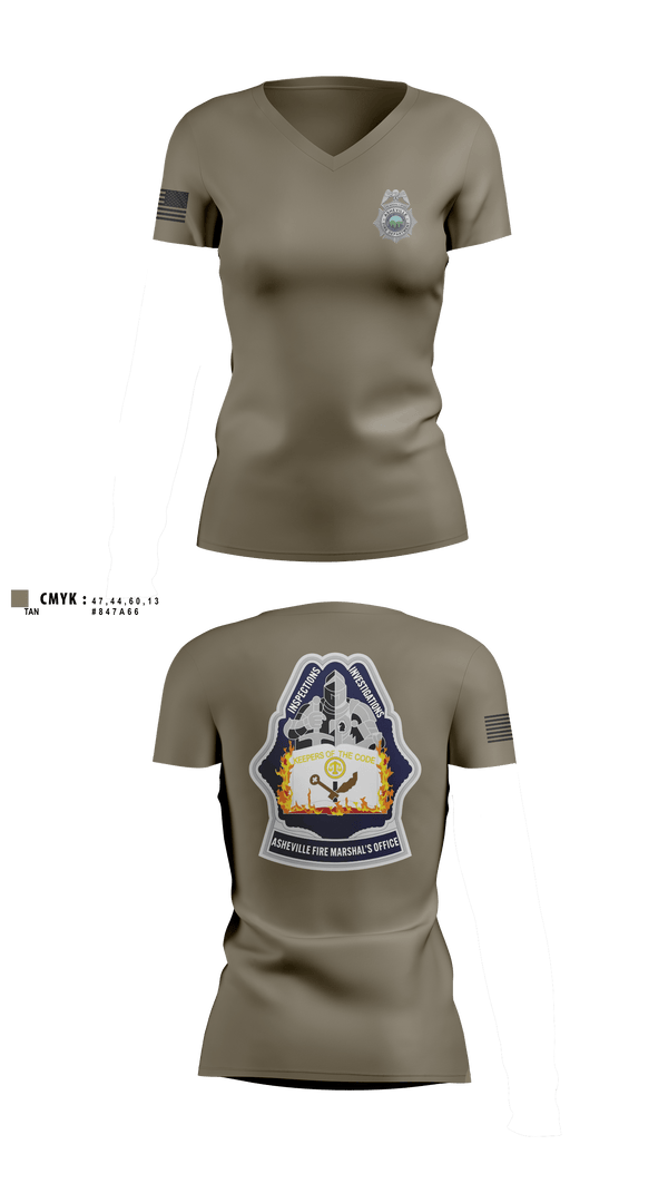 Womens Short Sleeve Vneck Shirt, Asheville Fire Marshal’s Office, Fire Department, Teamtime, Team time, sublimation, custom sports apparel, team uniforms, spirit wear, spiritwear, sports uniforms, custom shirts, team store, custom team store, fundraiser sports, apparel fundraiser