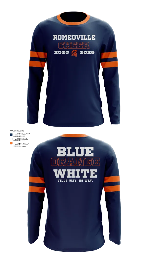 Long Sleeve Performance Shirt, Romeoville Cheer, Cheer, Teamtime, Team time, sublimation, custom sports apparel, team uniforms, spirit wear, spiritwear, sports uniforms, custom shirts, team store, custom team store, fundraiser sports, apparel fundraiser