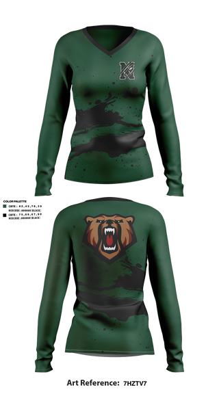 Womens Long Sleeve Vneck Shirt, Norwalk Bears, , Teamtime, Team time, sublimation, custom sports apparel, team uniforms, spirit wear, spiritwear, sports uniforms, custom shirts, team store, custom team store, fundraiser sports, apparel fundraiser