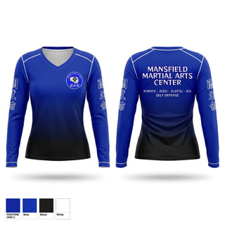 Womens Long Sleeve Vneck Shirt, Mansfield Martial Arts Center, , Teamtime, Team time, sublimation, custom sports apparel, team uniforms, spirit wear, spiritwear, sports uniforms, custom shirts, team store, custom team store, fundraiser sports, apparel fundraiser