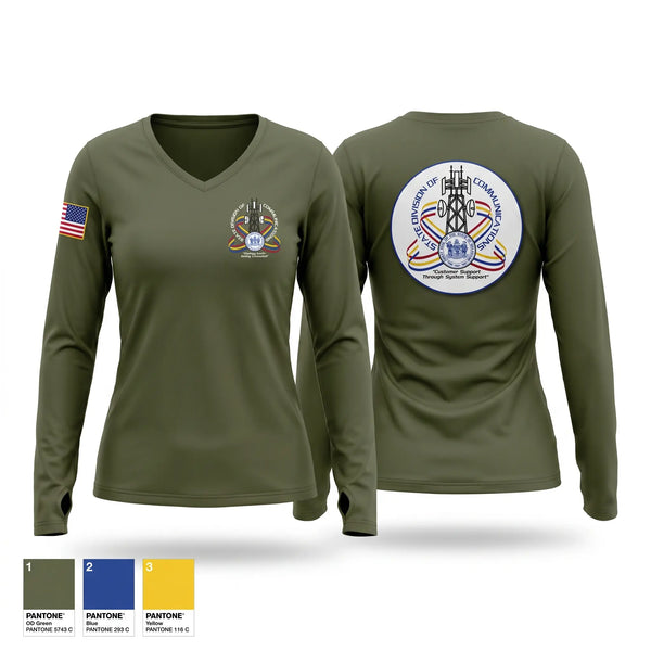 Womens Long Sleeve Vneck Shirt, Divcomm, Police, Teamtime, Team time, sublimation, custom sports apparel, team uniforms, spirit wear, spiritwear, sports uniforms, custom shirts, team store, custom team store, fundraiser sports, apparel fundraiser