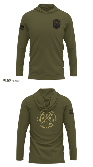 Long Sleeve Performance Shirt with hood, ARMY FIRE, Fire Department, Teamtime, Team time, sublimation, custom sports apparel, team uniforms, spirit wear, spiritwear, sports uniforms, custom shirts, team store, custom team store, fundraiser sports, apparel fundraiser