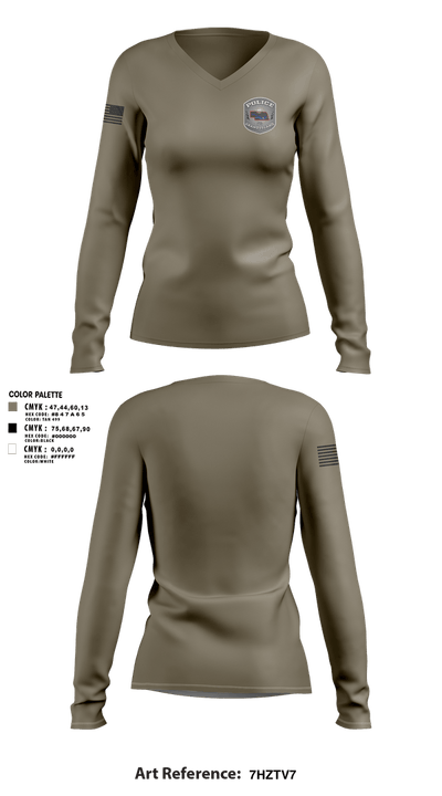 Grand Island Police Department 91612603 Women's Long Sleeve V-neck Shirt - 31