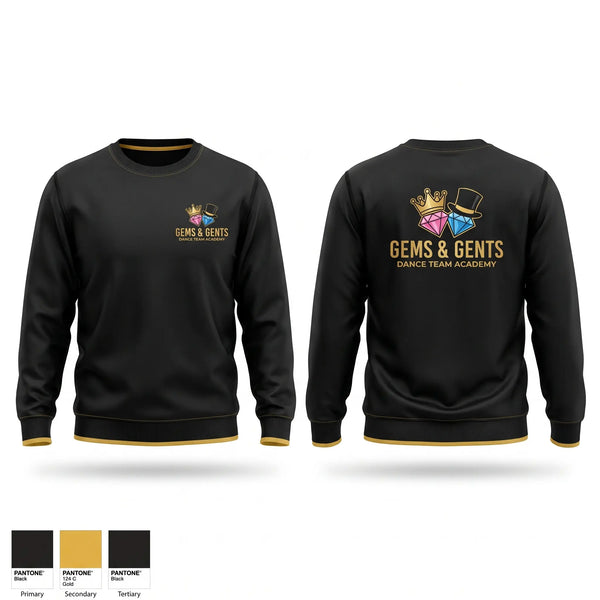 Crew Neck Sweatshirt, Gems and gents, Cheer, Teamtime, Team time, sublimation, custom sports apparel, team uniforms, spirit wear, spiritwear, sports uniforms, custom shirts, team store, custom team store, fundraiser sports, apparel fundraiser