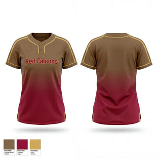 Two Button Softball Jersey, Red falcons, Softball, Teamtime, Team time, sublimation, custom sports apparel, team uniforms, spirit wear, spiritwear, sports uniforms, custom shirts, team store, custom team store, fundraiser sports, apparel fundraiser