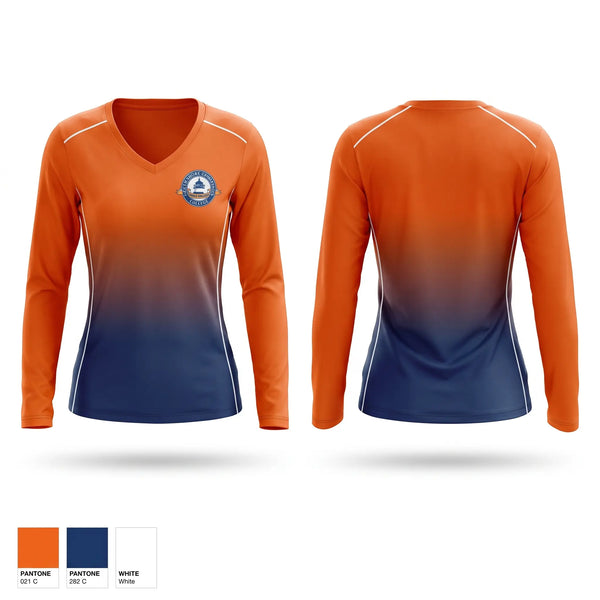 Womens Long Sleeve Vneck Shirt, Frederick Douglass Collegiate Academy, , Teamtime, Team time, sublimation, custom sports apparel, team uniforms, spirit wear, spiritwear, sports uniforms, custom shirts, team store, custom team store, fundraiser sports, apparel fundraiser