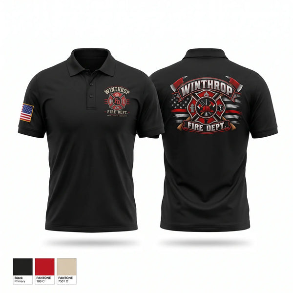 Short Sleeve Performance Polo, Winthrop Fire Department, Fire Department, Teamtime, Team time, sublimation, custom sports apparel, team uniforms, spirit wear, spiritwear, sports uniforms, custom shirts, team store, custom team store, fundraiser sports, apparel fundraiser