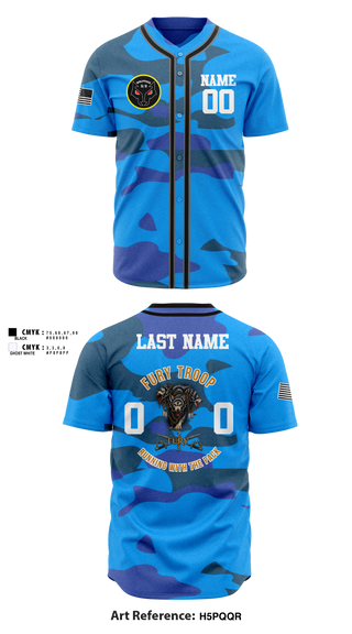 Full Button Baseball Jersey, 3/2 CR Fury Troop, Army, Teamtime, Team time, sublimation, custom sports apparel, team uniforms, spirit wear, spiritwear, sports uniforms, custom shirts, team store, custom team store, fundraiser sports, apparel fundraiser