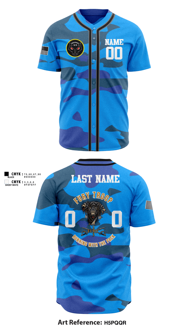 Full Button Baseball Jersey, 3/2 CR Fury Troop, Army, Teamtime, Team time, sublimation, custom sports apparel, team uniforms, spirit wear, spiritwear, sports uniforms, custom shirts, team store, custom team store, fundraiser sports, apparel fundraiser