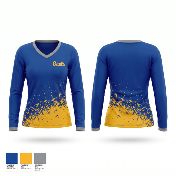 Womens Long Sleeve Vneck Shirt, Gaels, Men's Soccer, Teamtime, Team time, sublimation, custom sports apparel, team uniforms, spirit wear, spiritwear, sports uniforms, custom shirts, team store, custom team store, fundraiser sports, apparel fundraiser