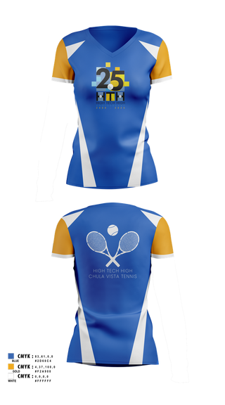 Womens Short Sleeve Vneck Shirt, High Tech High - Chula Vista Tennis, Tennis, Teamtime, Team time, sublimation, custom sports apparel, team uniforms, spirit wear, spiritwear, sports uniforms, custom shirts, team store, custom team store, fundraiser sports, apparel fundraiser