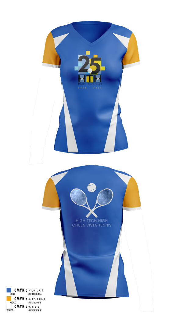 Womens Short Sleeve Vneck Shirt, High Tech High - Chula Vista Tennis, Tennis, Teamtime, Team time, sublimation, custom sports apparel, team uniforms, spirit wear, spiritwear, sports uniforms, custom shirts, team store, custom team store, fundraiser sports, apparel fundraiser